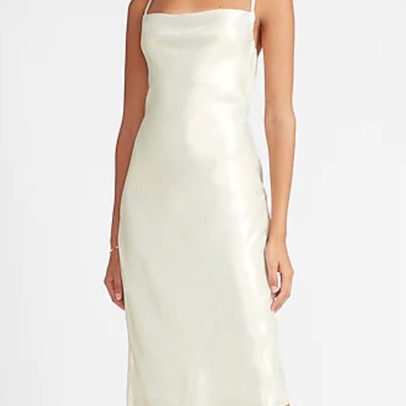 Express metallic cowl neck cross back midi dress - Picture 1 of 6